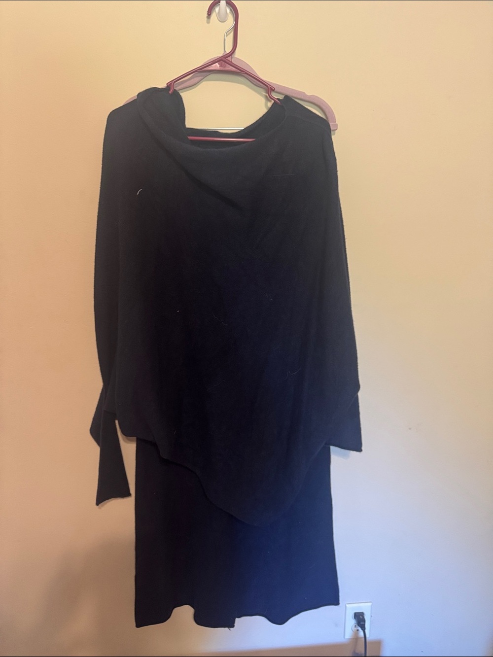 Black Asymmetric Knit Women's Dress